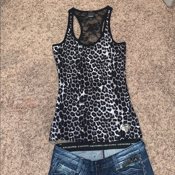 Black & White Leopard Print Tank Top - Picture 1 of 3